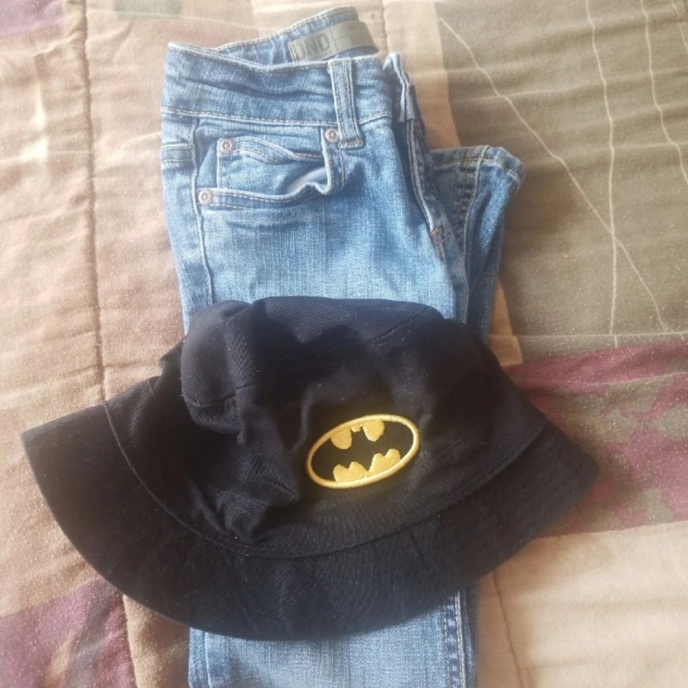Girls jeans size 7 and batman hat.